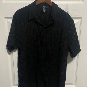Forever 21 Men's Black Textured Button Down Shirt